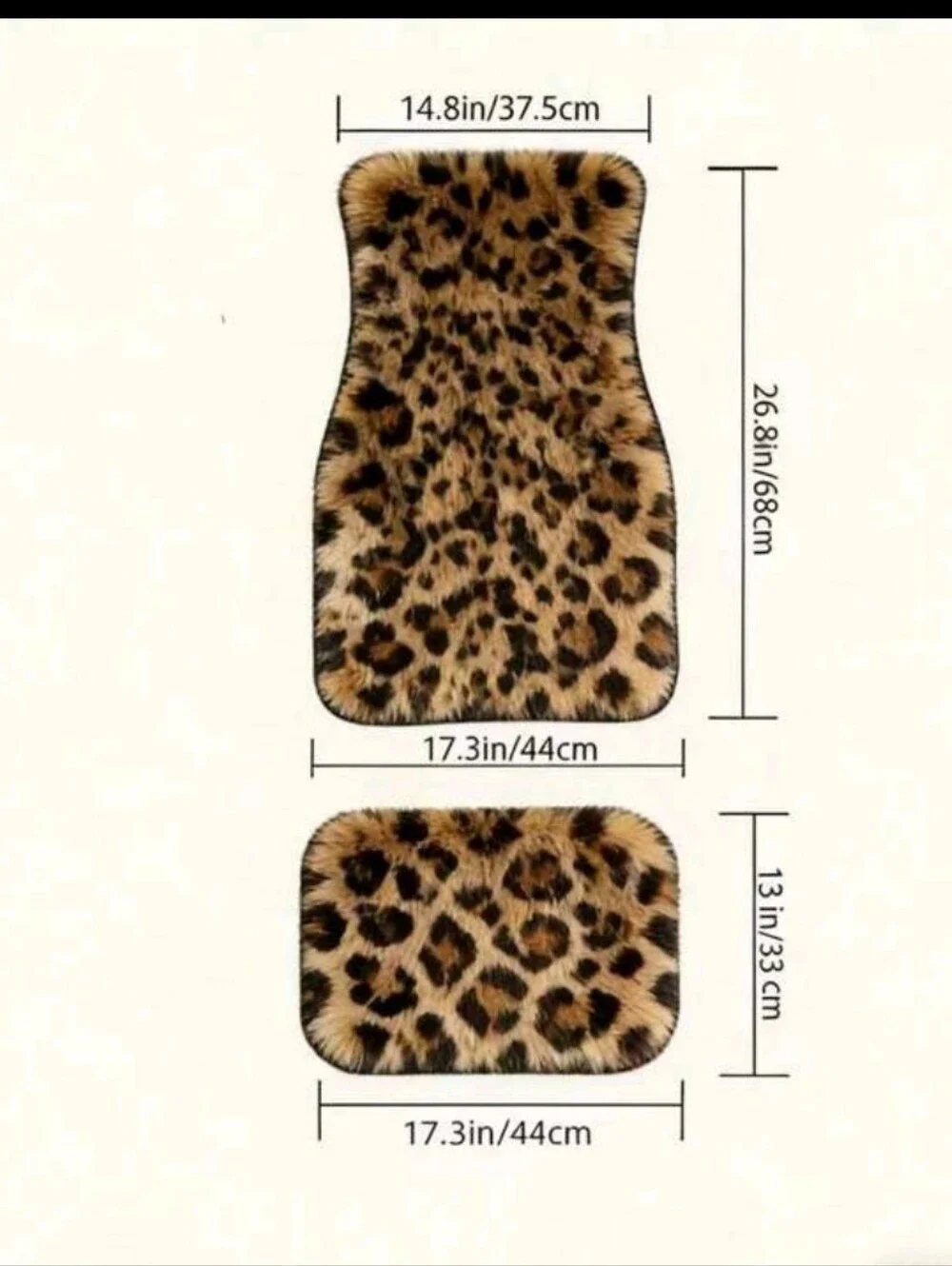 Leopard Print Faux Fur Car Floor Mats - 4 Piece Set